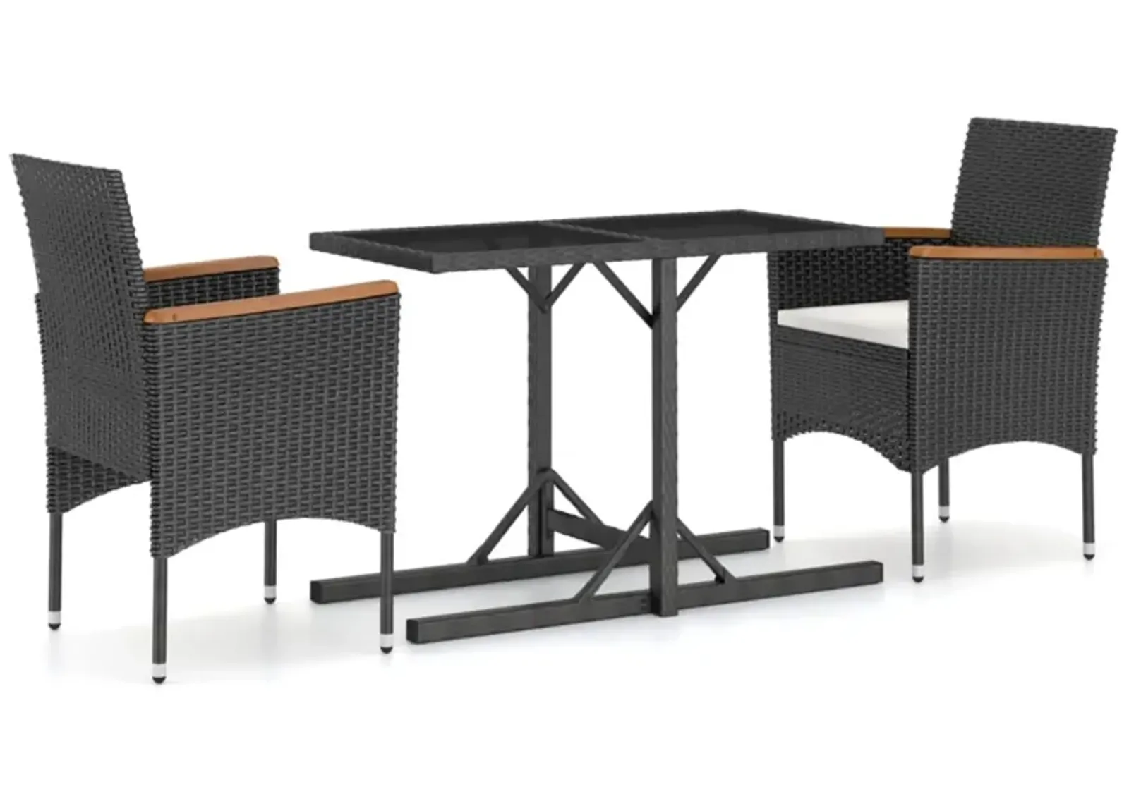 vidaXL 3 Piece Garden Dining Set Black