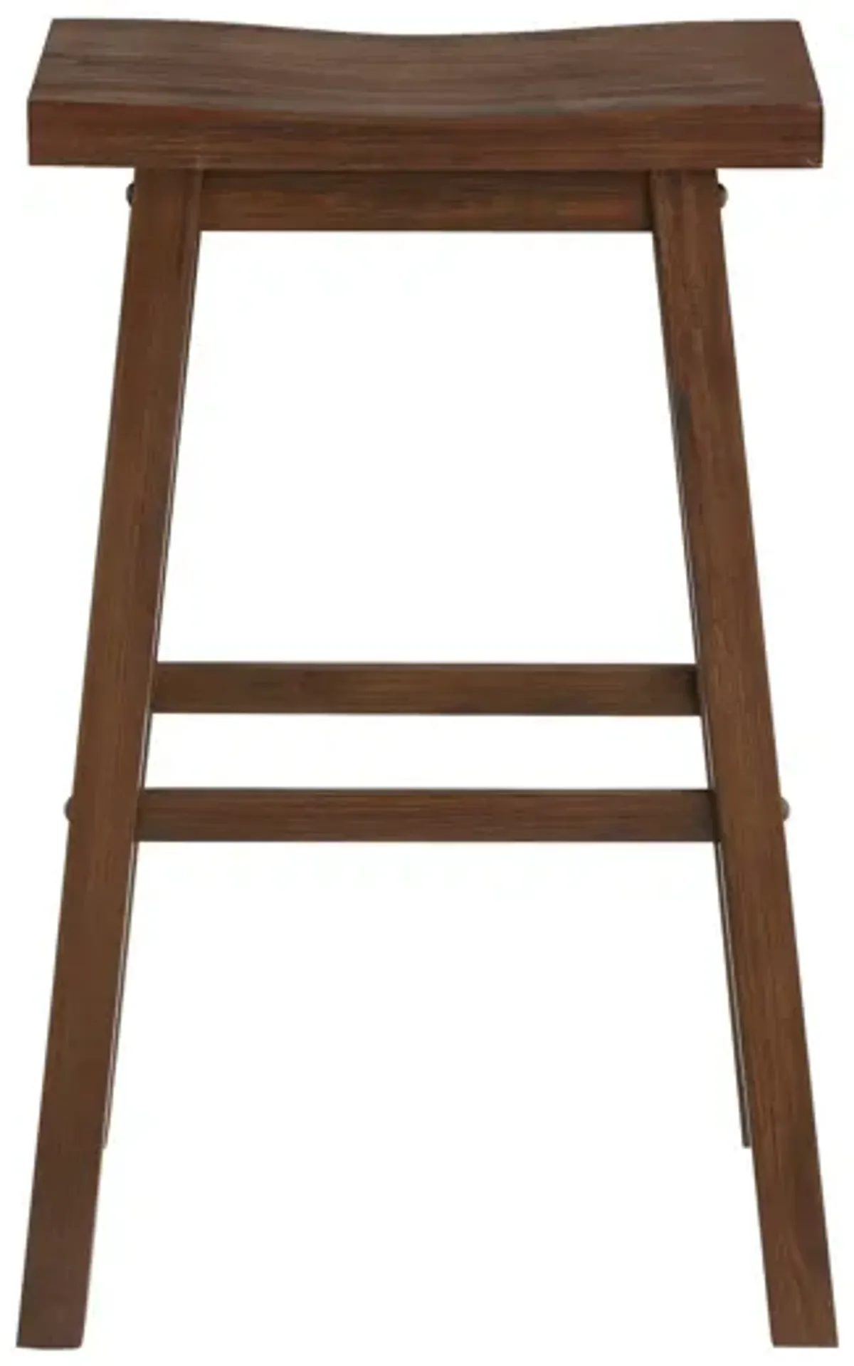 Saddle Design Wooden Barstool with Grain Details, Brown-Benzara