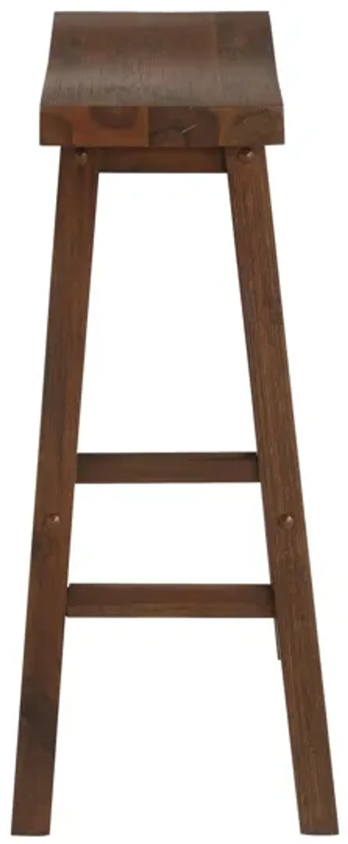 Saddle Design Wooden Barstool with Grain Details, Brown-Benzara