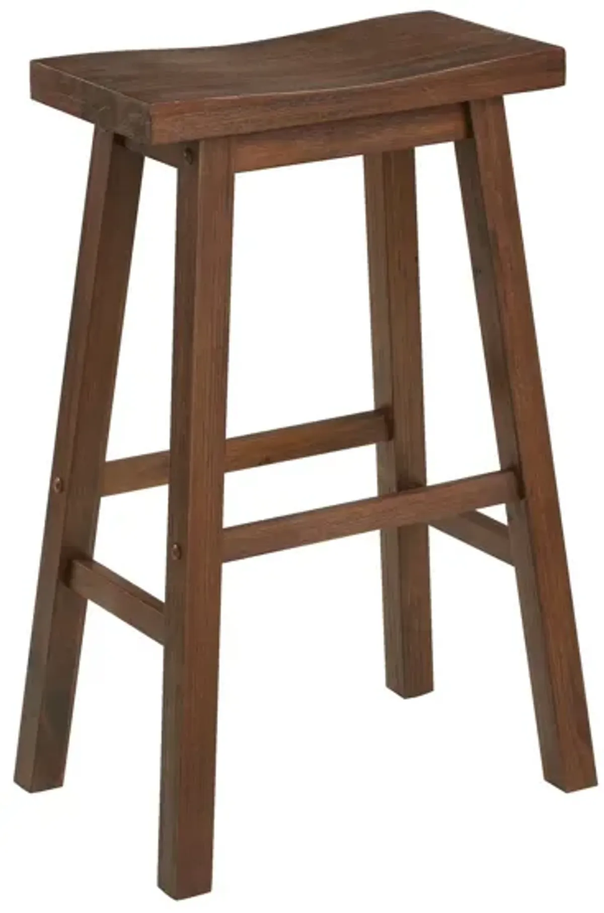 Saddle Design Wooden Barstool with Grain Details, Brown-Benzara