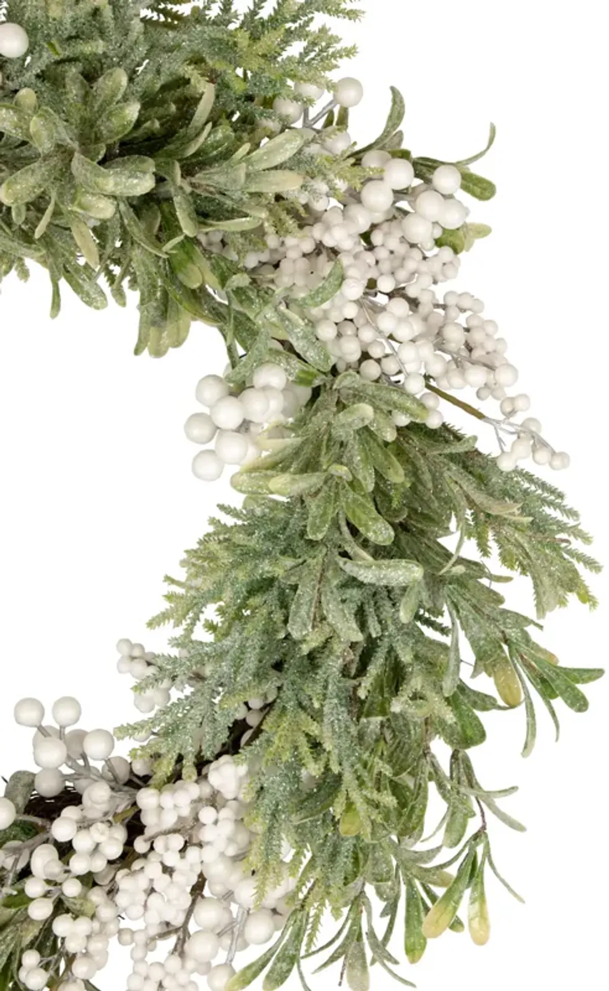 White Berry and Frosted Pine Christmas Wreath  28-Inch  Unlit