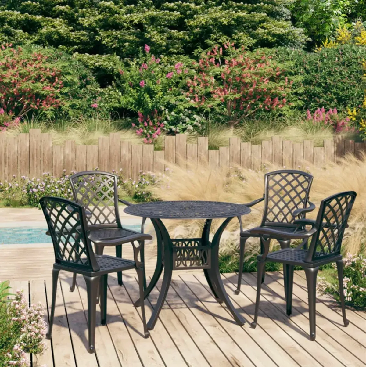 vidaXL 5 Piece Bistro Set Cast Aluminum Black