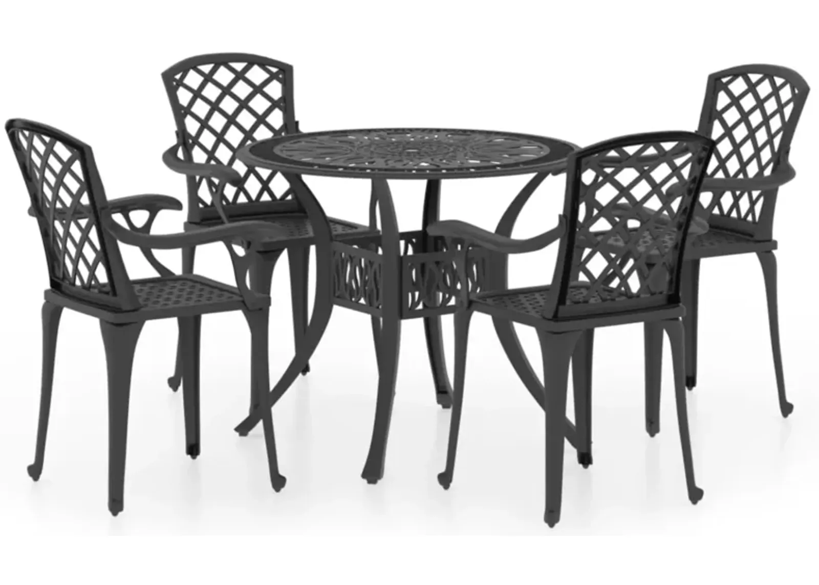 vidaXL 5 Piece Bistro Set Cast Aluminum Black