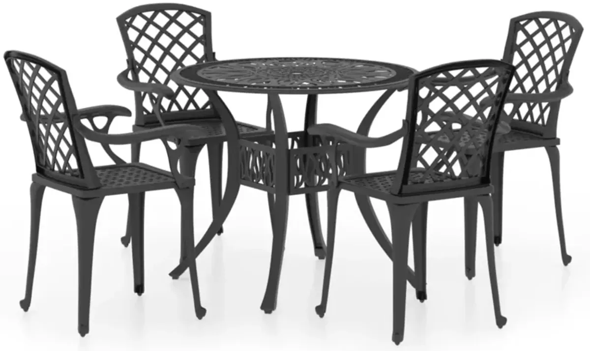 vidaXL 5 Piece Bistro Set Cast Aluminum Black