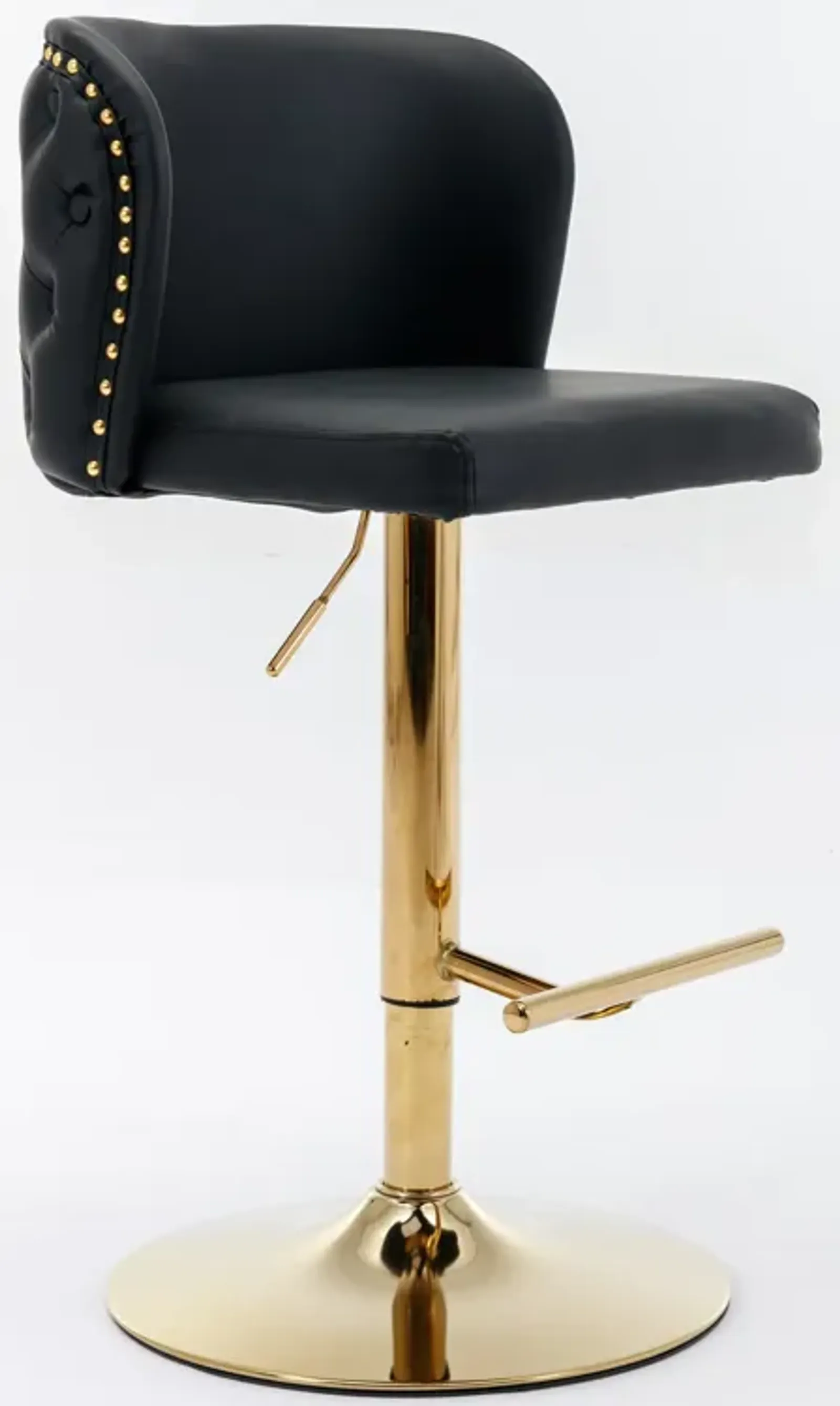 Hivvago Set of 2 Gold Details Upholstered Whole Back Tufted PU Armless Bar Stools