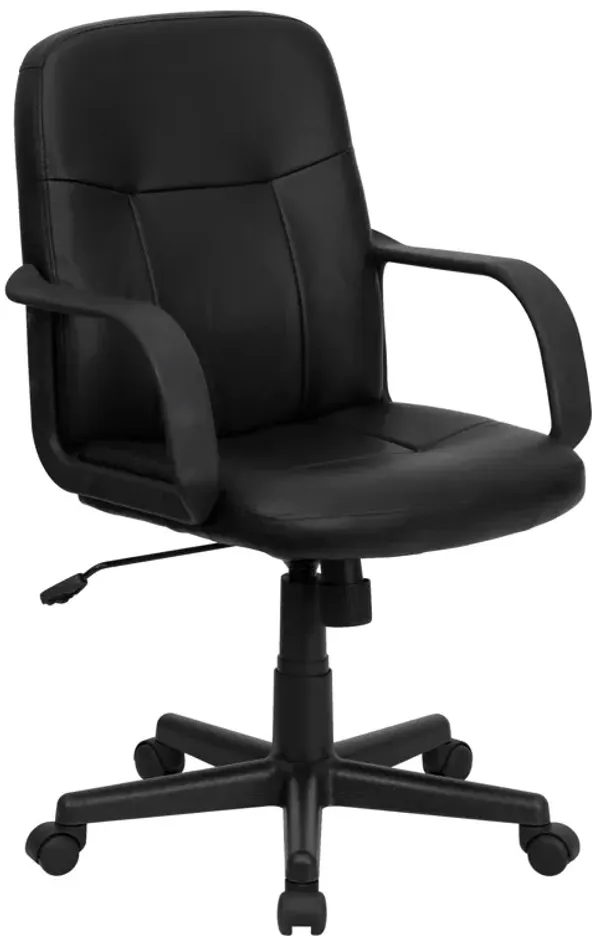 Paulson Mid-Back Black Glove Vinyl Executive Swivel Office Chair with Arms