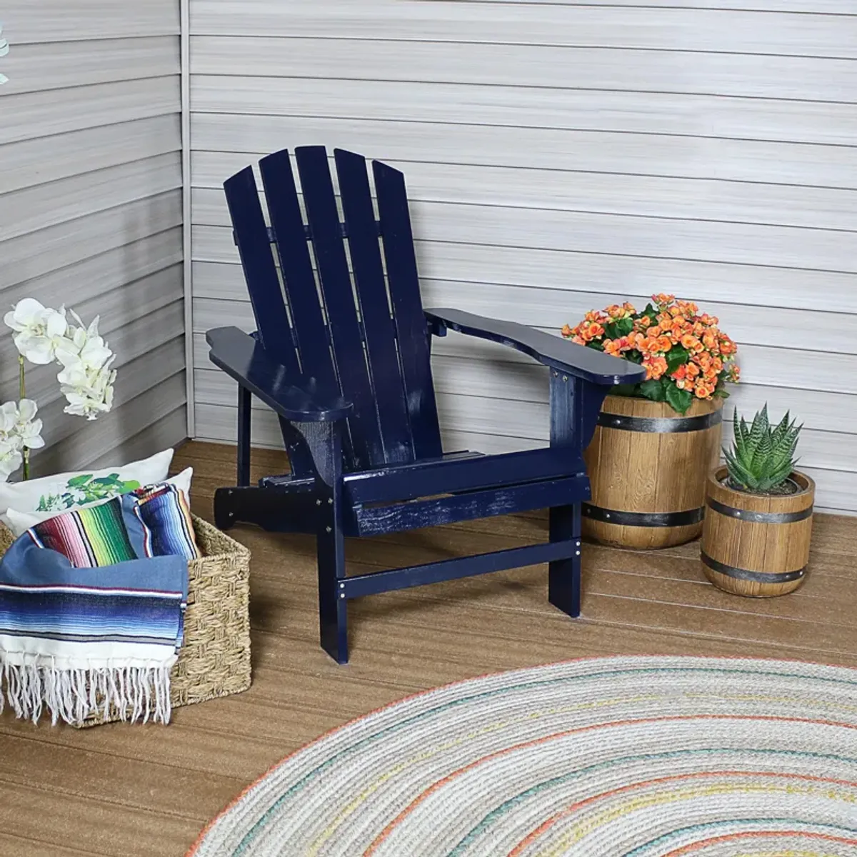 Sunnydaze Coastal Bliss Fir Wood Adirondack Chair