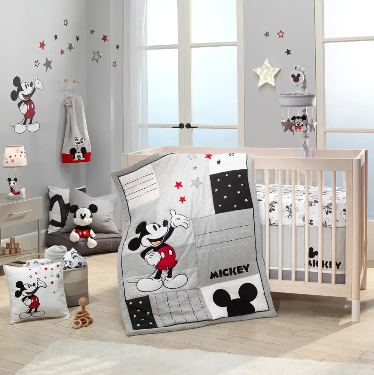 Lambs & Ivy Magical Mickey Mouse Cotton Fitted Crib Sheet - White, Disney