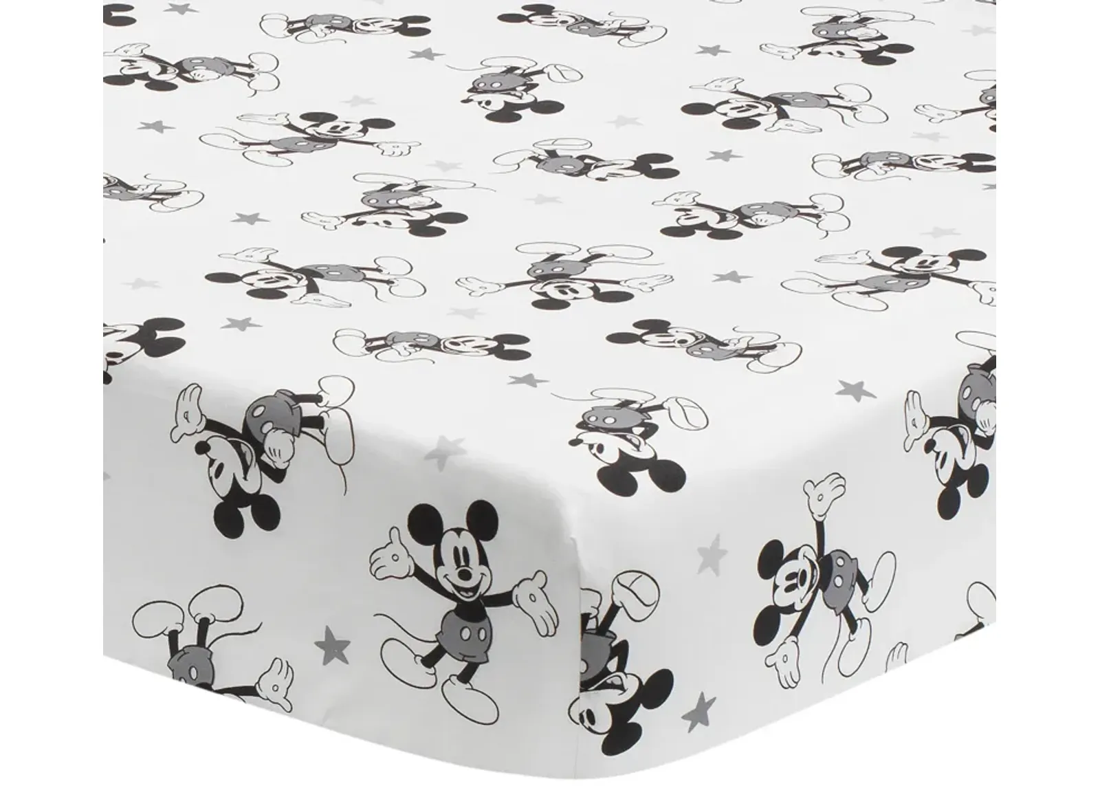 Lambs & Ivy Magical Mickey Mouse Cotton Fitted Crib Sheet - White, Disney