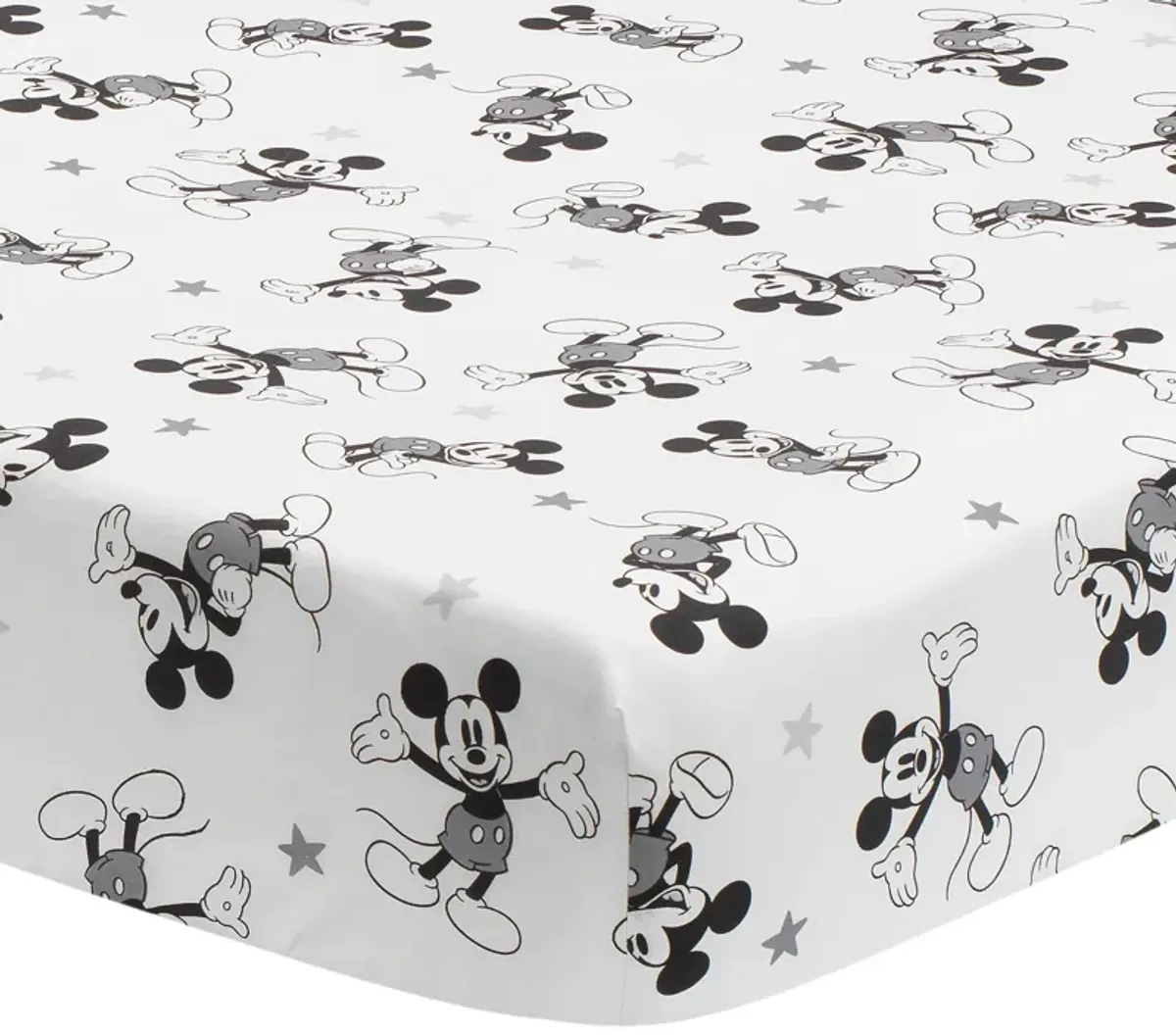 Lambs & Ivy Magical Mickey Mouse Cotton Fitted Crib Sheet - White, Disney