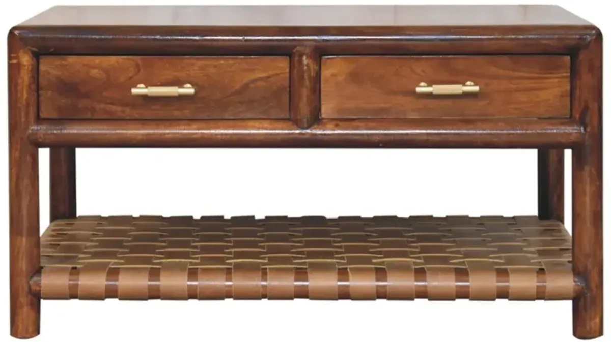 Artisan Furniture Solid Wood Regency Woven Console Table with 2 drawers