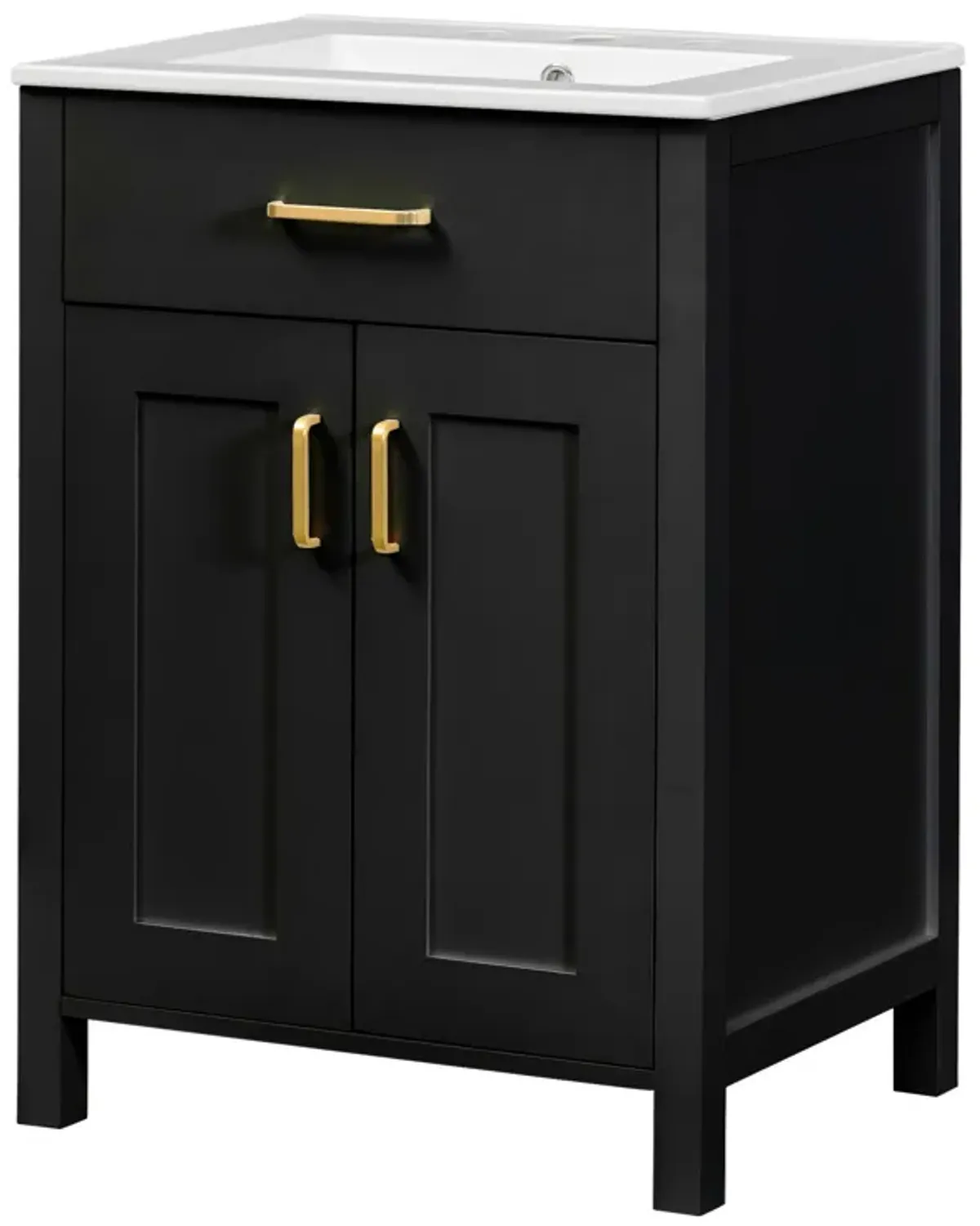 Gewnee 24"Bathroom Vanity Combo with Ceramic sink, Luxurious Space-Saving Vanity - W24"*D18"*H34"inch, 2 Soft Close Doors