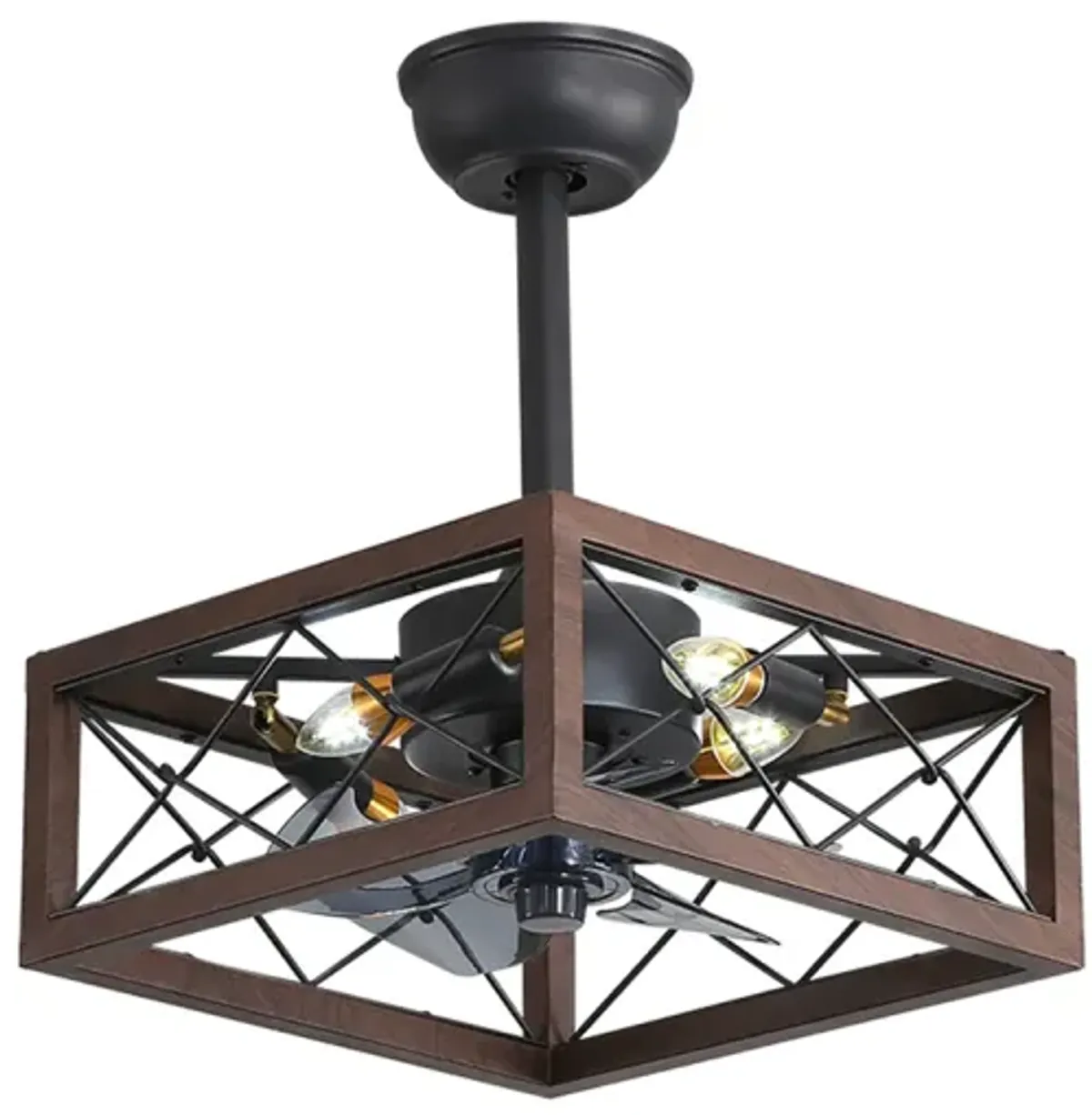 1 8" Caged Ceiling Fan With Lights Remote Control 0001