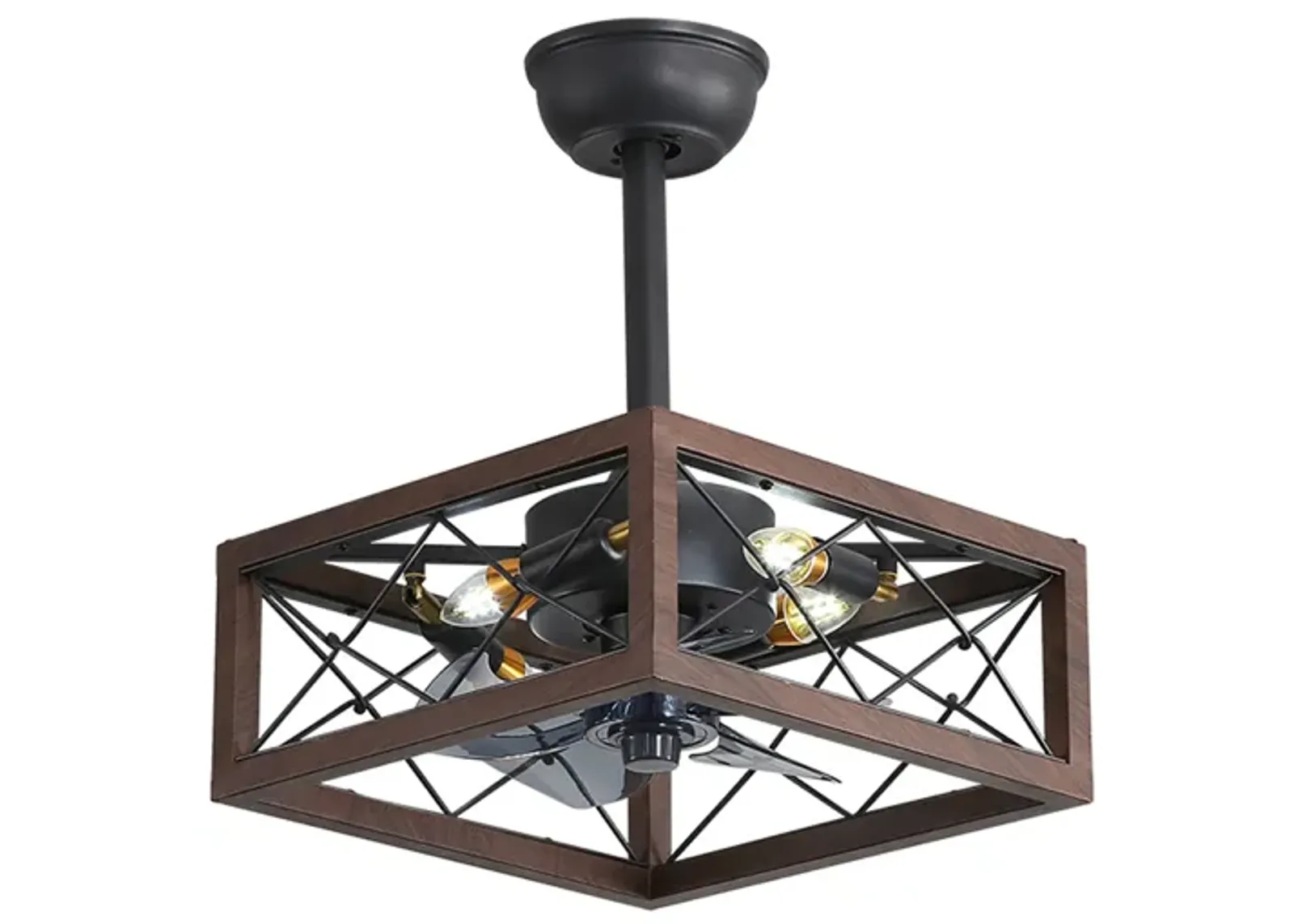 1 8" Caged Ceiling Fan With Lights Remote Control 0001