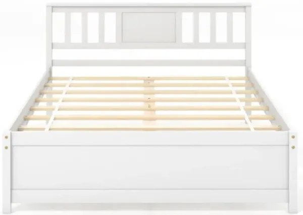 Full Size Wooden Platform Bed with Headboard and Wood Slat Support for Sturdy Foundation