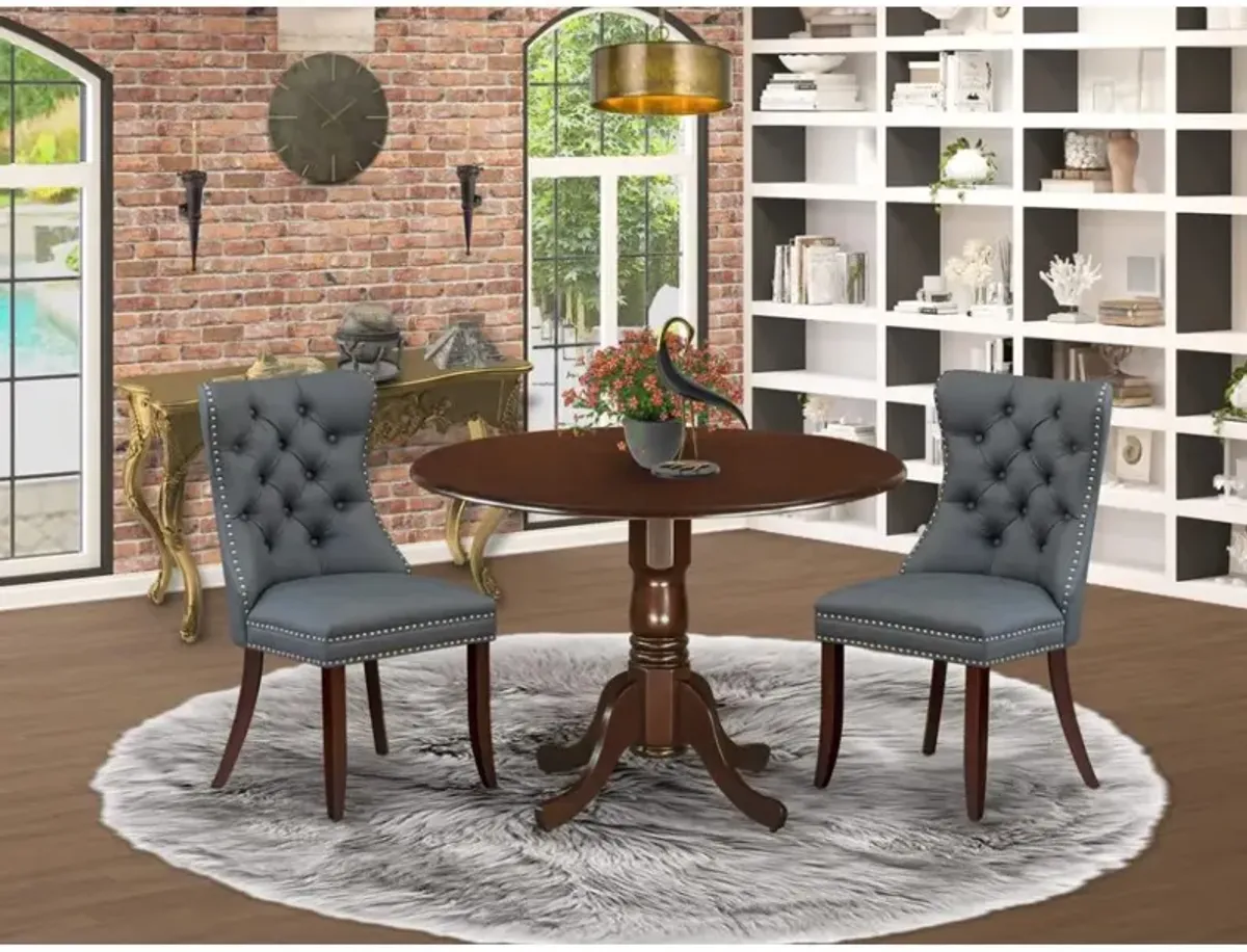 3 Piece Dining Table Set Consists of a Round Kitchen Table with Dropleaf