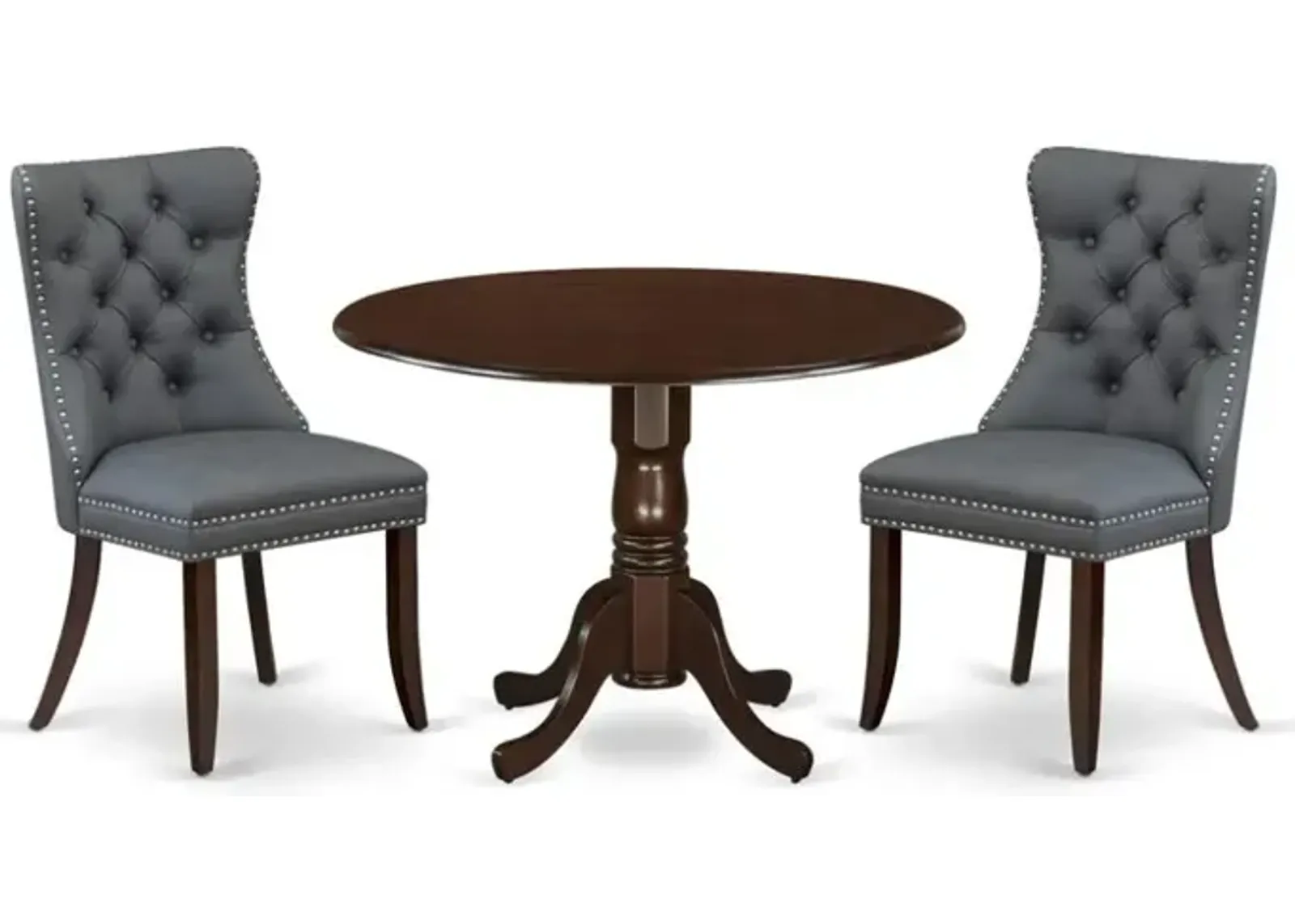 3 Piece Dining Table Set Consists of a Round Kitchen Table with Dropleaf