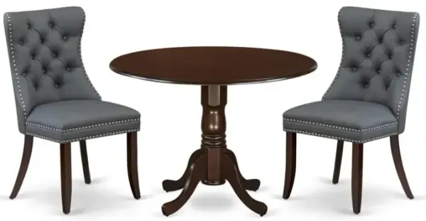 3 Piece Dining Table Set Consists of a Round Kitchen Table with Dropleaf