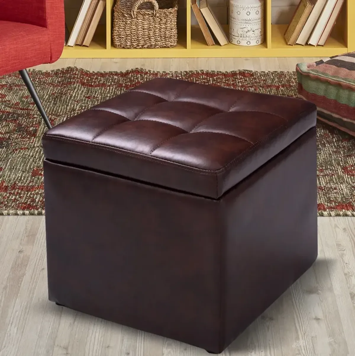 Foldable Cube Ottoman Pouffe Storage Seat