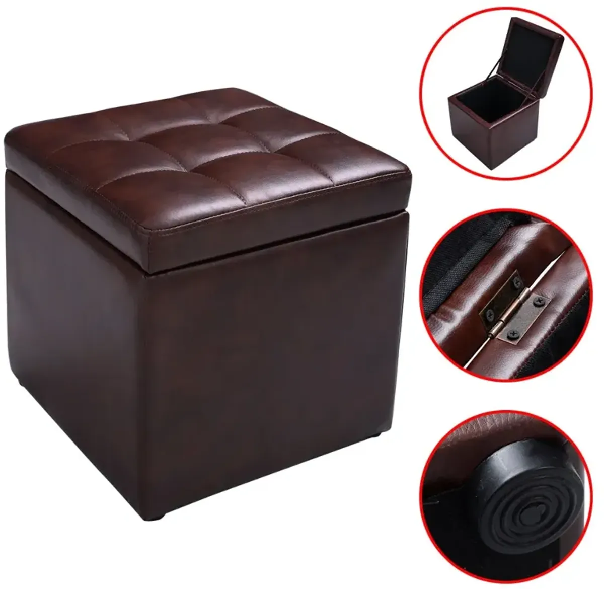 Foldable Cube Ottoman Pouffe Storage Seat