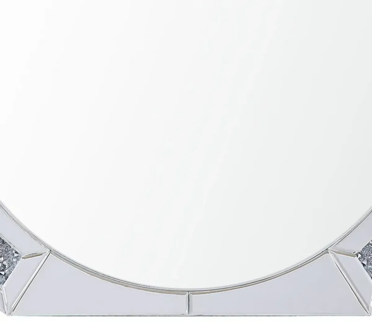 Round Mirror Panel Wall Decor with Light Function and Faux Diamond, Silver-Benzara