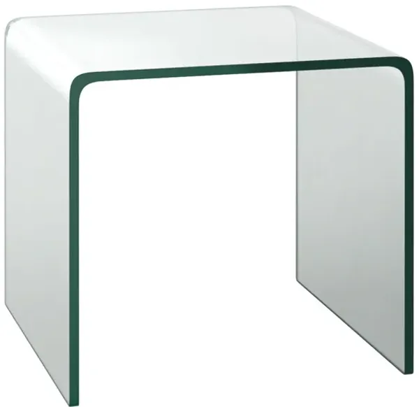 18 x 18 x 16 Inch Tempered Waterfall End Table with non-Slip Pad