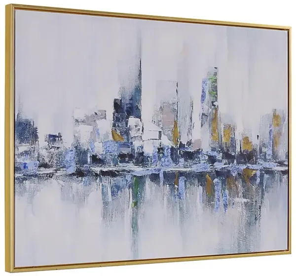 Carolina Living Cityscape Abstract Wall Art - Gold Frame - Large