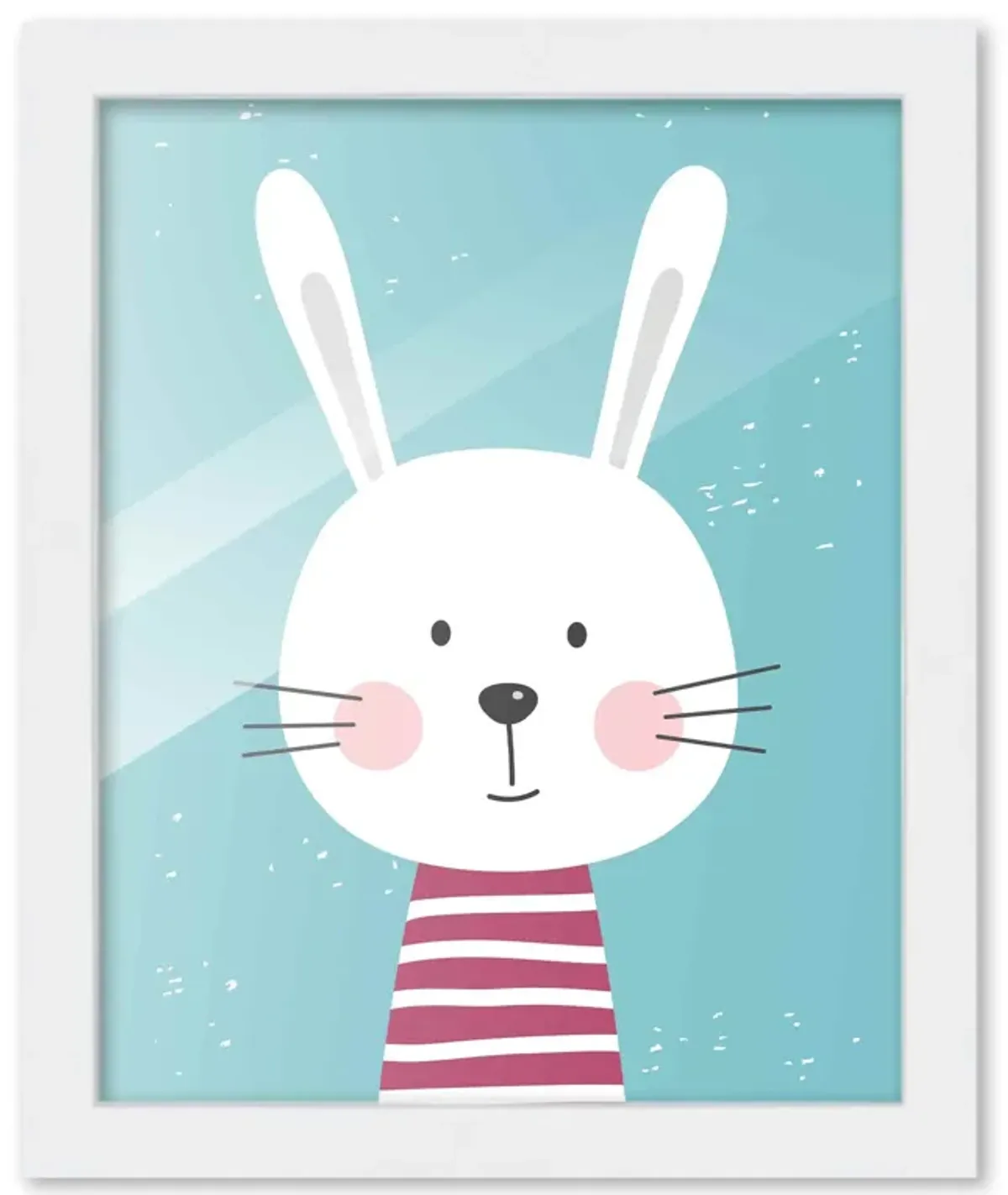 8x10 Framed Nursery Wall Adventure Girl Bunny Poster in White Wood Frame For Kid Bedroom or Playroom