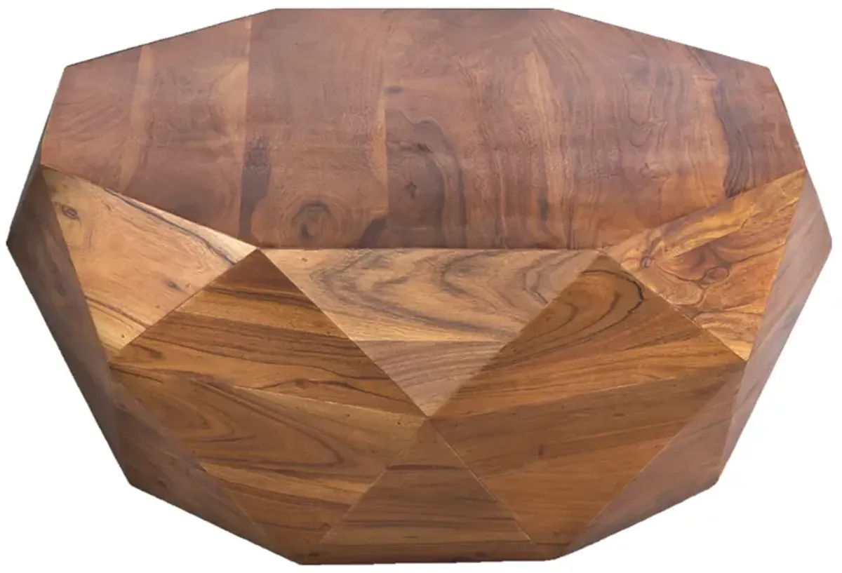 33 Inch Diamond Shape Acacia Wood Coffee Table With Smooth Top, Dark Brown-Benzara