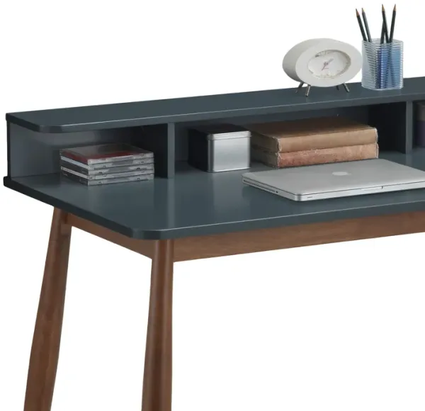 Streamdale Mid-Century Modern Wood Writing Desk with Hutch, Grey