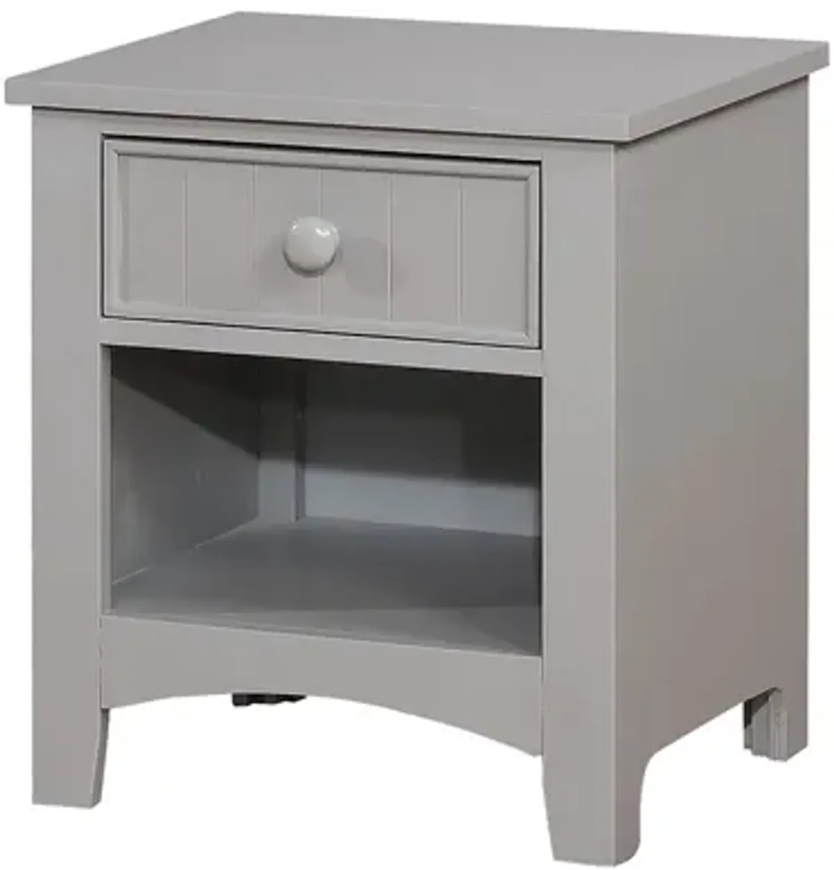 Solid Wood Night Stand with One Drawer And Bottom Shelf, Gray-Benzara