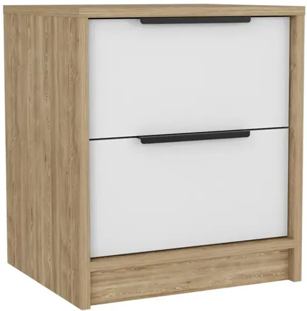 Wood Two Drawer Nightstand – Bedside Table for Bedroom Storage
