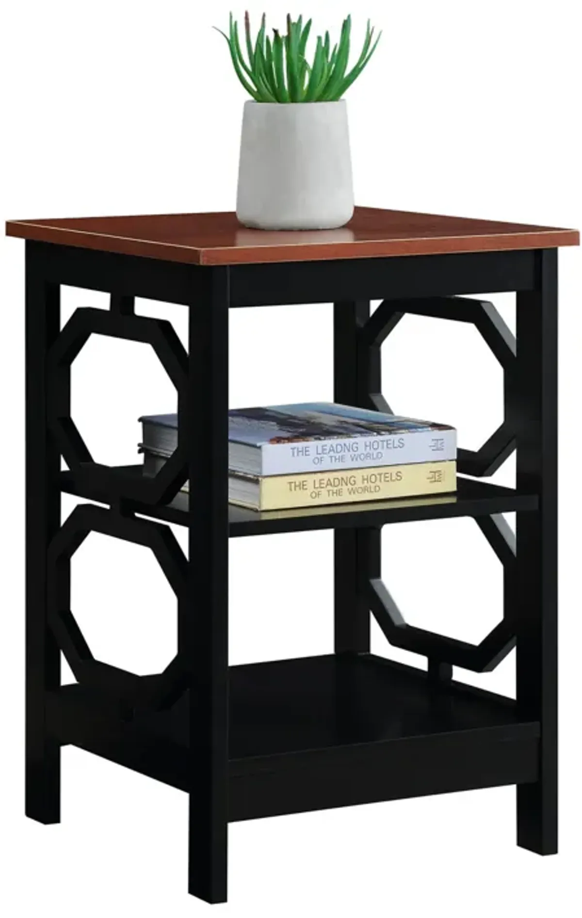 Convenience Concepts Omega End Table with Shelves, Black