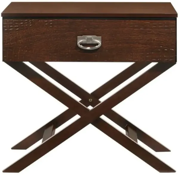Hivvago Cappuccino Brown Wood 1-Drawer End Table Nightstand with X Legs