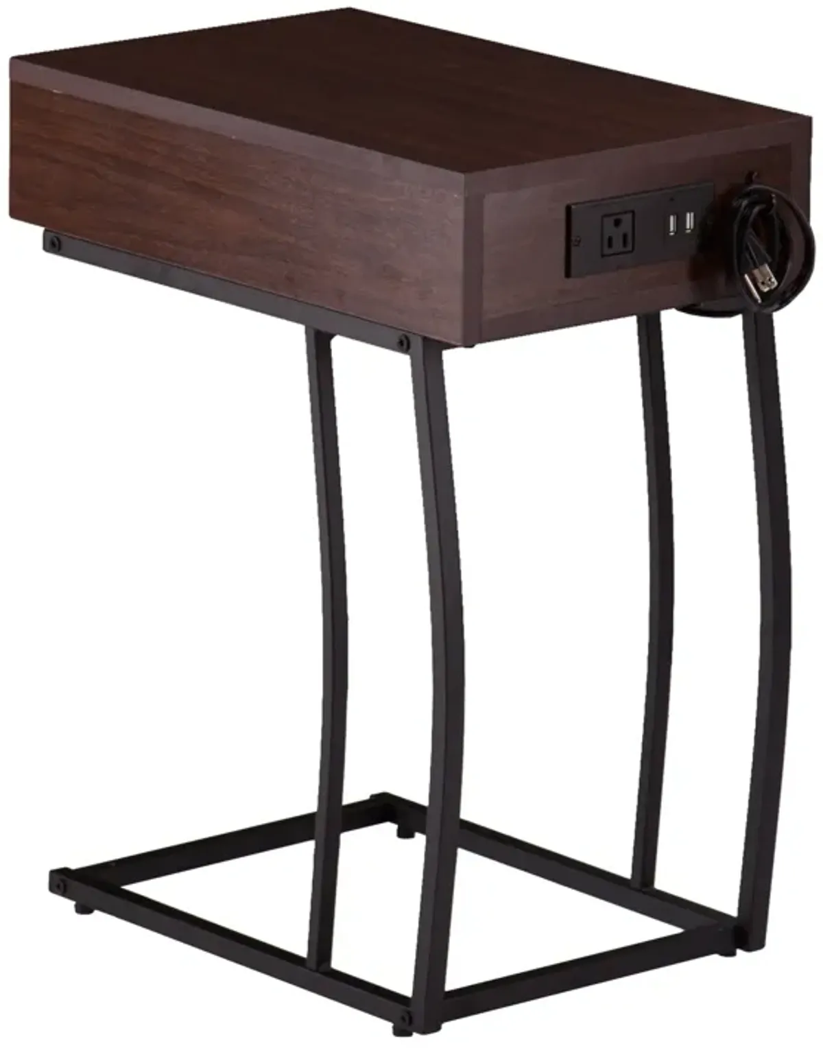 Homezia 23" Brown Manufactured Wood And Iron Rectangular End Table With Drawer