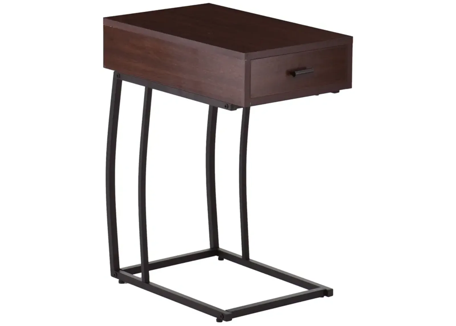 Homezia 23" Brown Manufactured Wood And Iron Rectangular End Table With Drawer