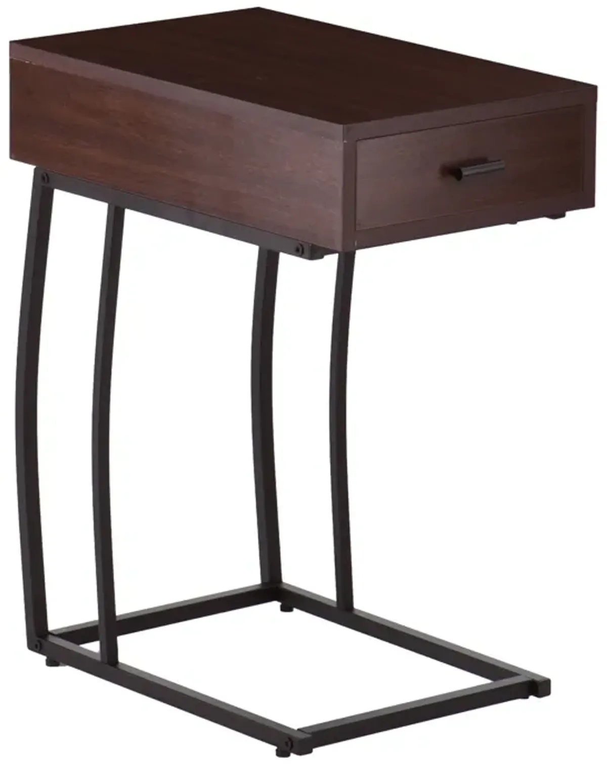 Homezia 23" Brown Manufactured Wood And Iron Rectangular End Table With Drawer