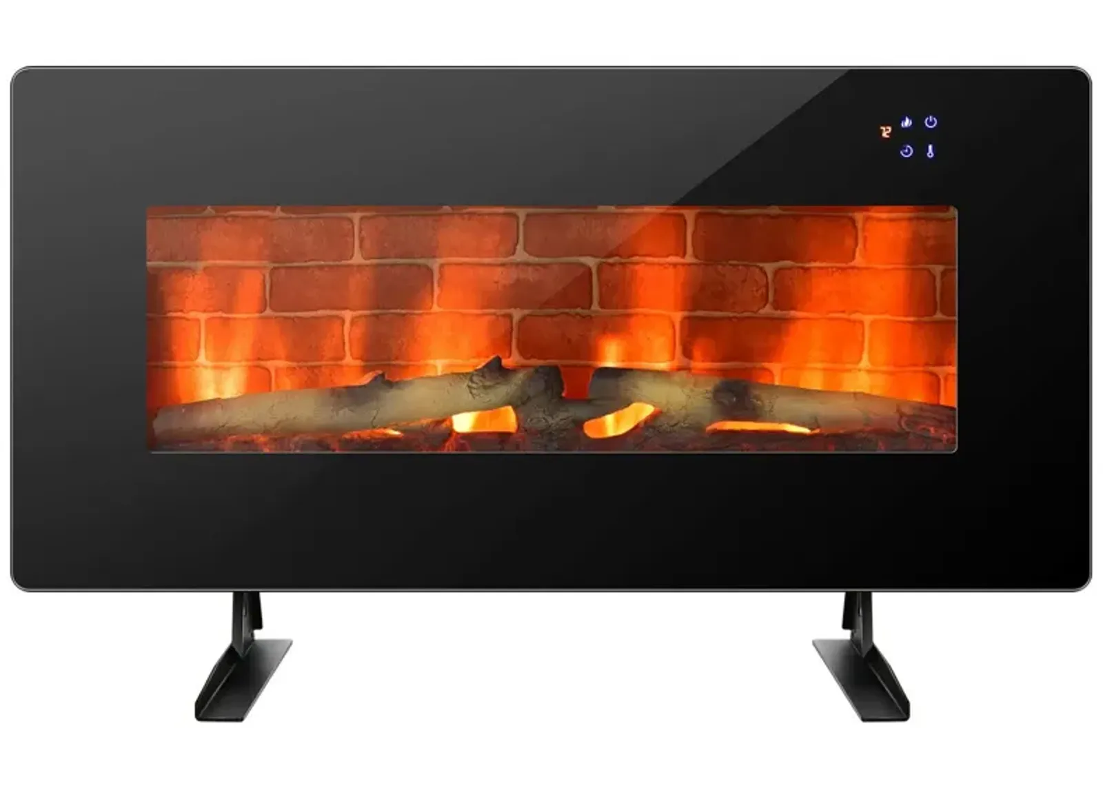 36 Inch Electric Wall Mounted Freestanding Fireplace with Remote Control-Black