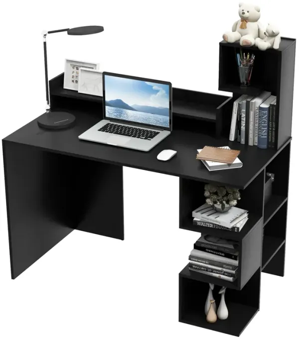 Modern Computer Desk with Storage Bookshelf and Hutch for Home Office