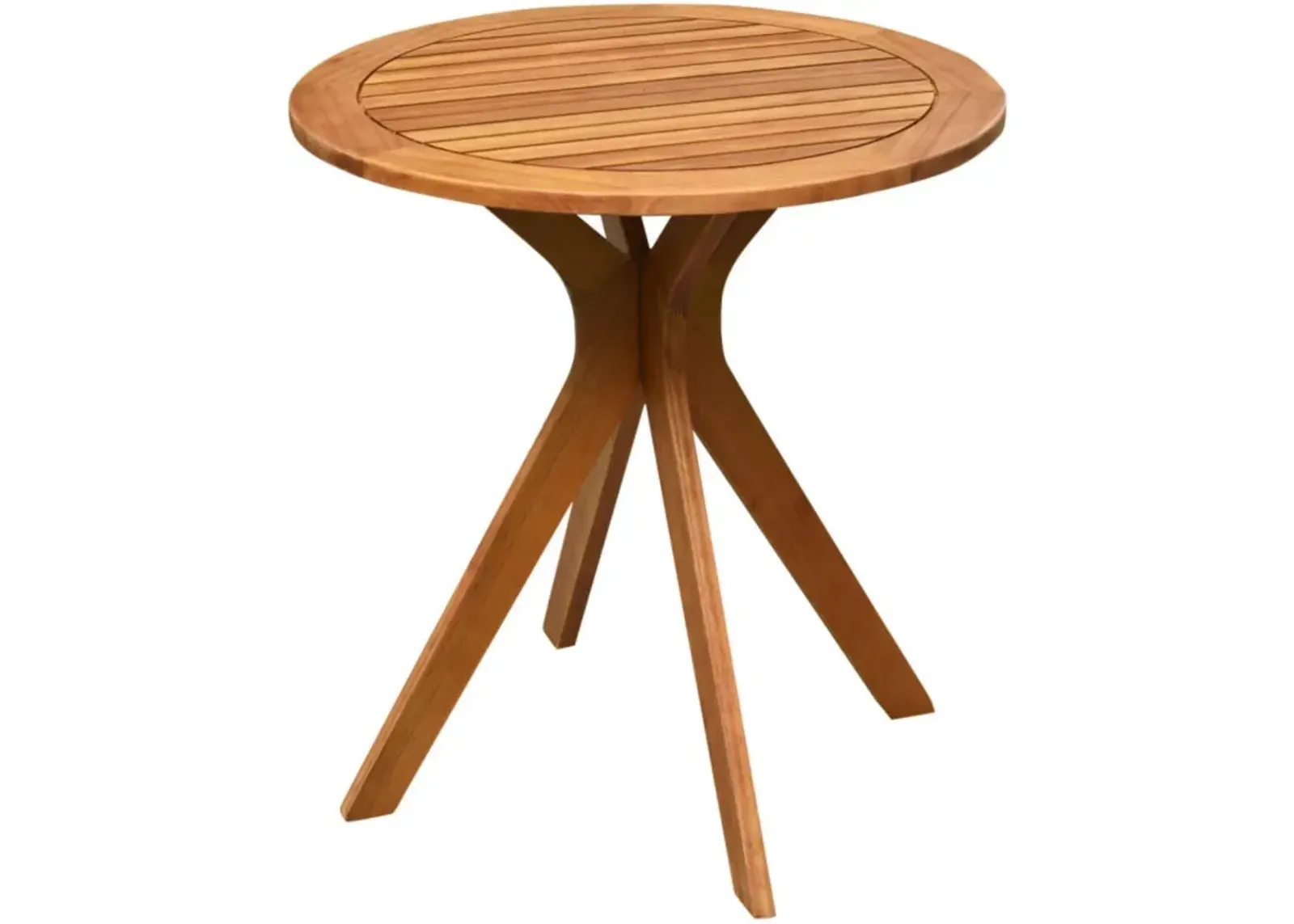 Hivvago 27 Inch Outdoor Round Solid Wood Coffee Side Bistro Table