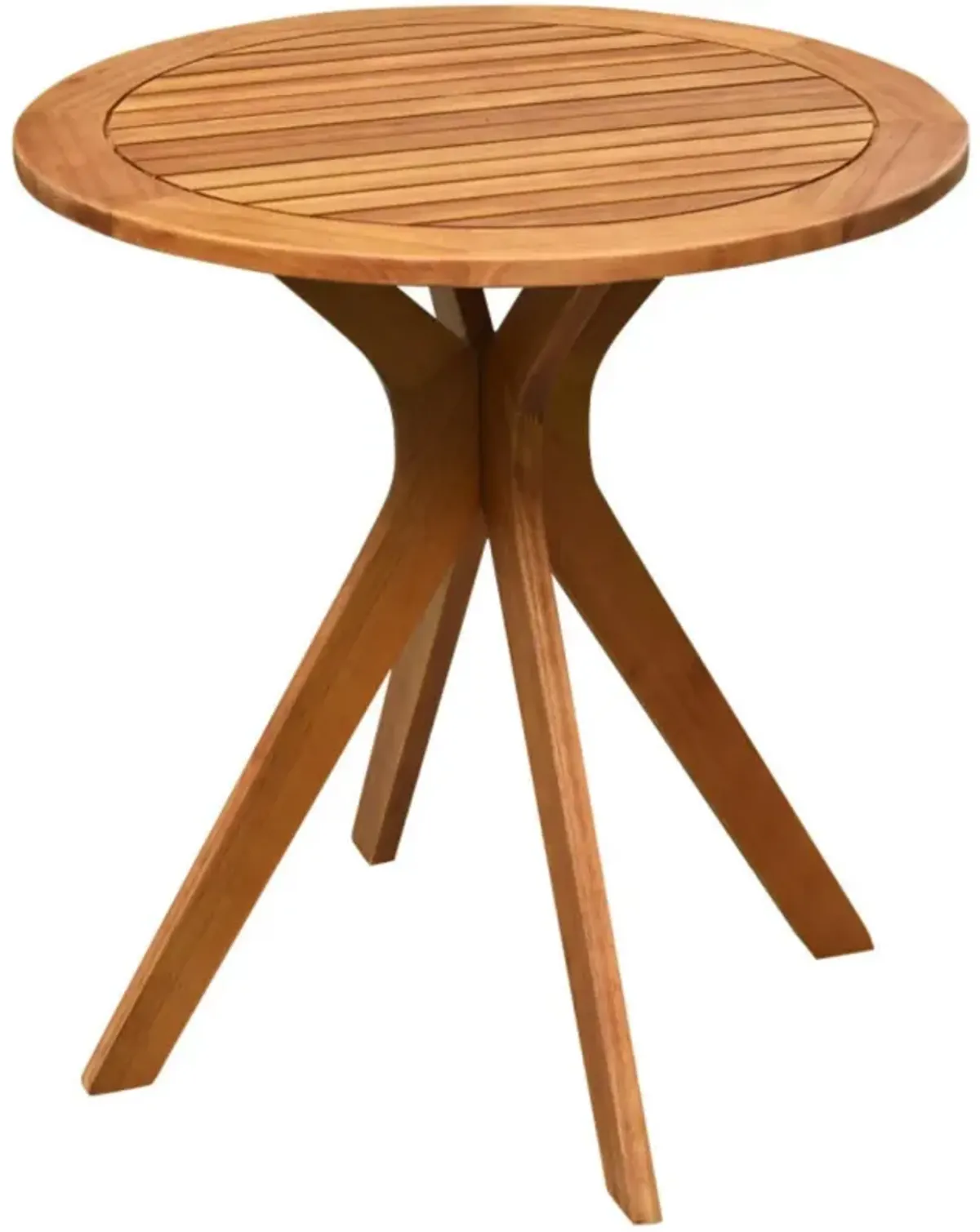 Hivvago 27 Inch Outdoor Round Solid Wood Coffee Side Bistro Table