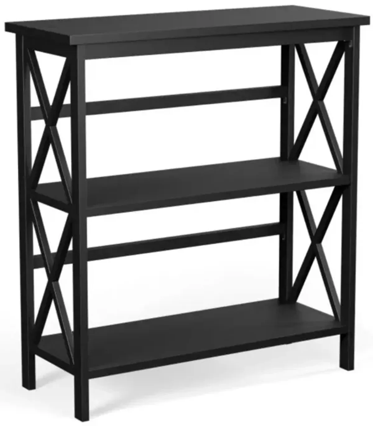 Hivvago 3-Tier Wooden Multi-Functional X-Design Etagere Storage Bookshelf