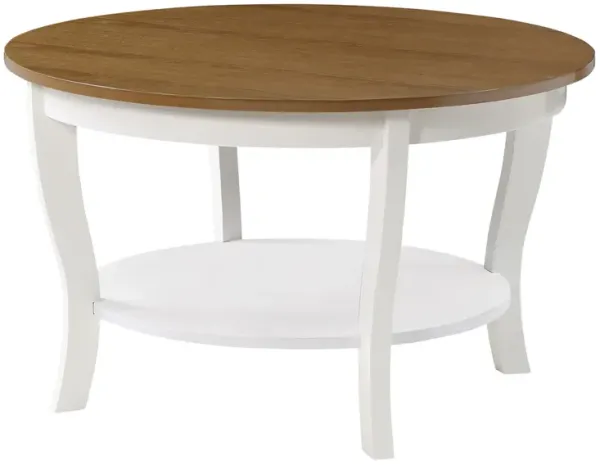 Convenience Concepts American Heritage Round Coffee Table 30"" - Classic Living Room Table with Storage Shelf, Traditional Round