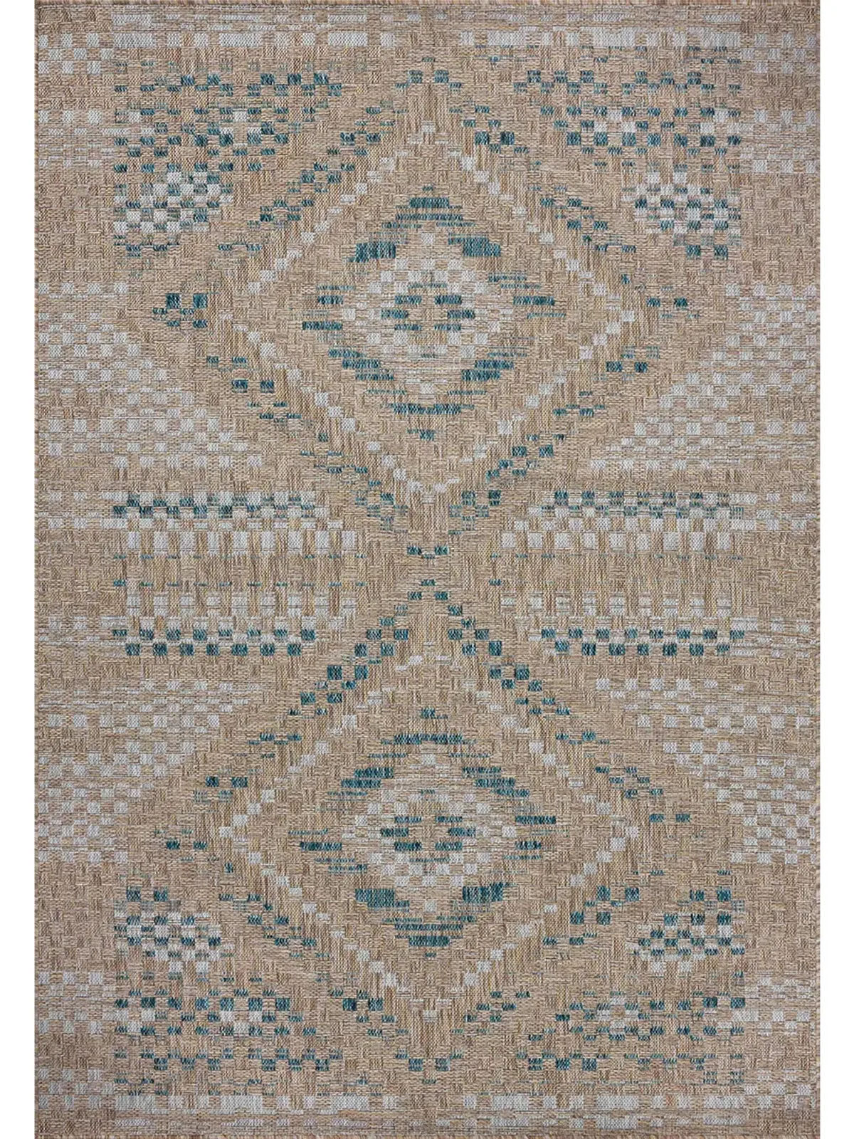 Topanga TOP04 Natural/Aqua 5'3" x 7'6" by Amber Lewis