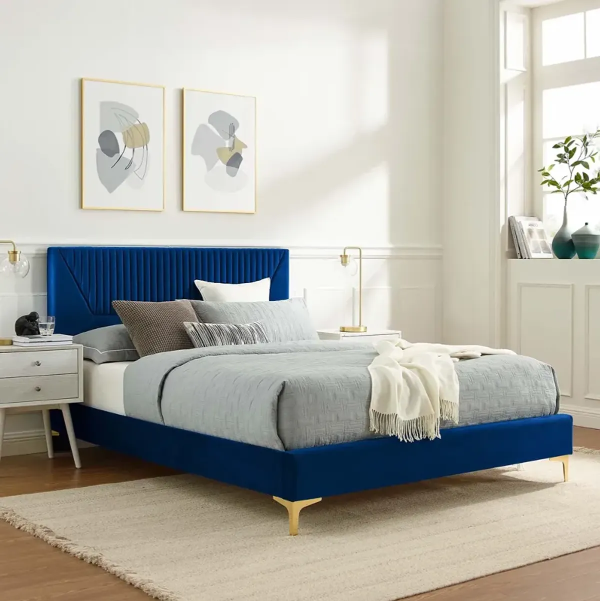 Modway - Yasmine Channel Tufted Performance Velvet King Platform Bed