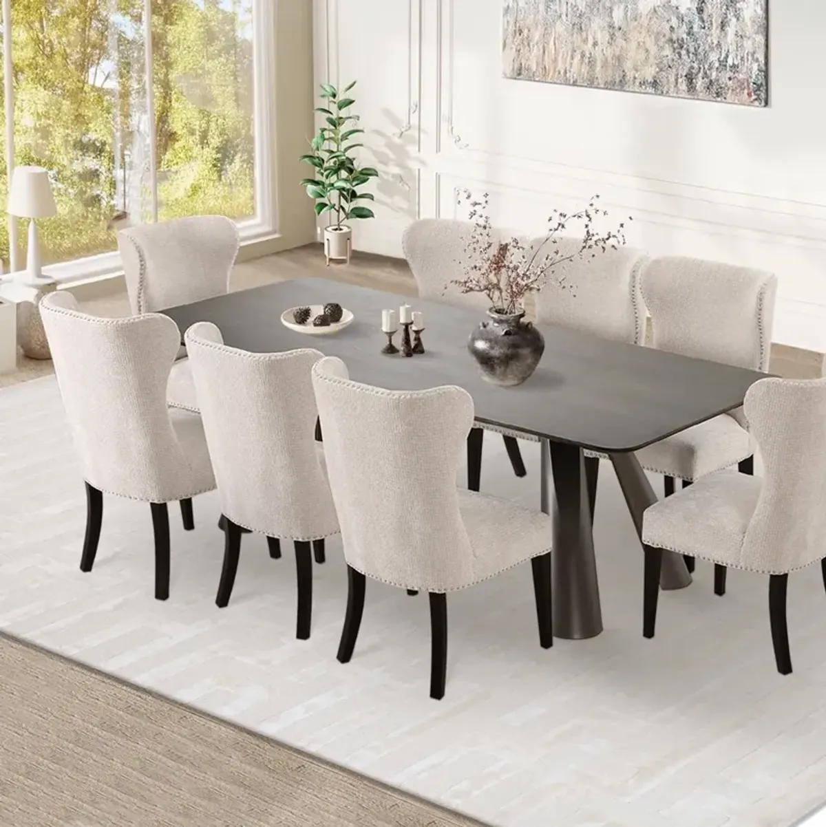 Pasargad Home Novara Design Dark Brown Rectangle Dining Table, 94.5"W