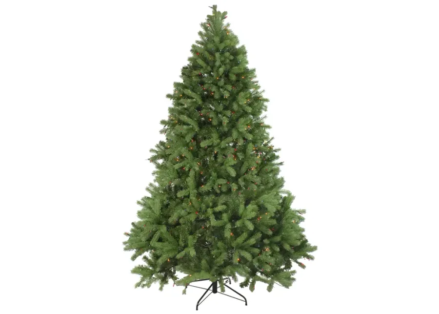 6.5' Pre-Lit Noble Fir Full Artificial Christmas Tree - Multi-Color Lights