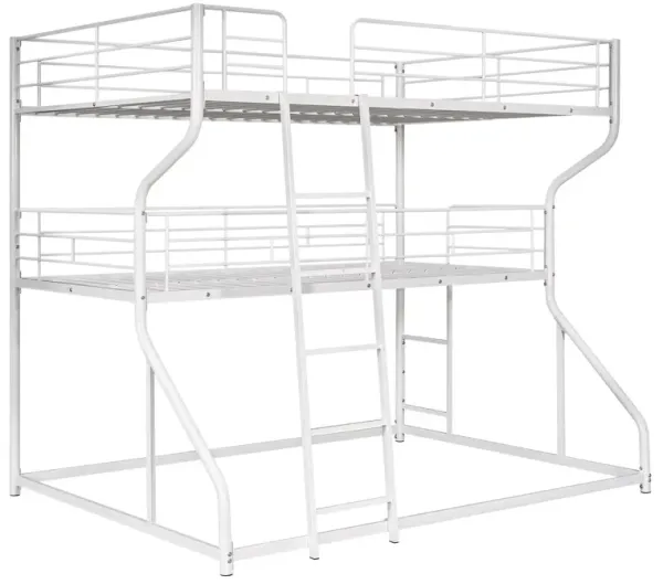 Whisen Metal Full XL over Twin XL over Queen Size Triple Bunk Bed with Long and Short Ladder - Black