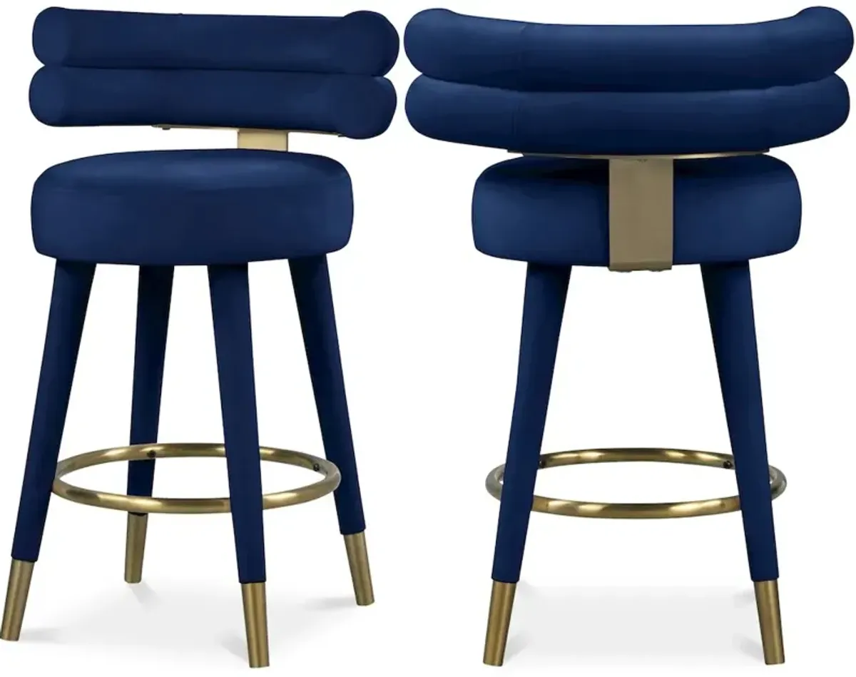 Meridian Furniture Fitzroy Velvet Counter Stool, Set of 2