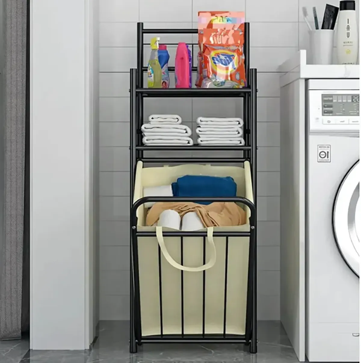 StarNight - Metal Bathroom Storage Unit with Hamper